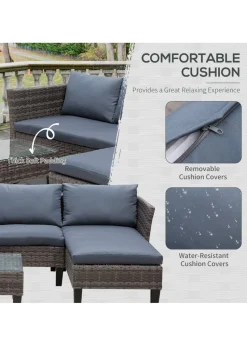 Outsunny 3 Pcs Garden Sofa PE Rattan Set - Grey