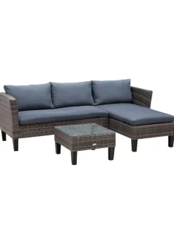 Outsunny 3 Pcs Garden Sofa PE Rattan Set - Grey