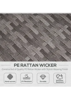 Outsunny 3 Pcs Garden Sofa PE Rattan Set - Grey