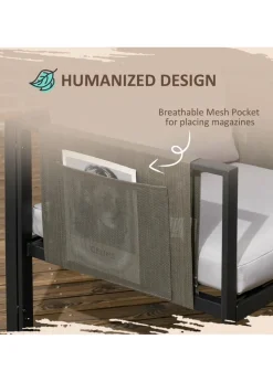 Outsunny 4 Piece Garden Sofa Set w/ Tempered Glass Coffee Table Padded Cushions