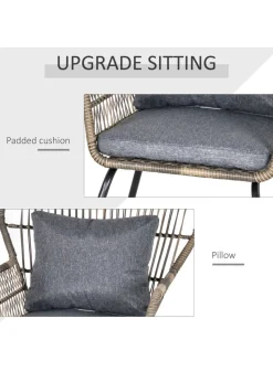 Outsunny 3 Piece Rattan Garden Furniture Set with Cushions