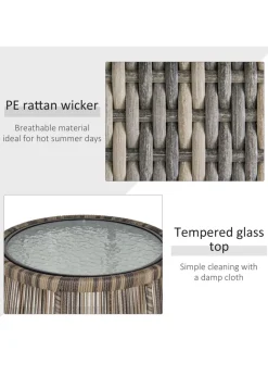 Outsunny 3 Piece Rattan Garden Furniture Set with Cushions