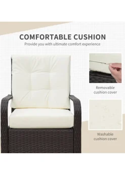 Outsunny 3 Pieces Outdoor Rattan Bistro Set PE