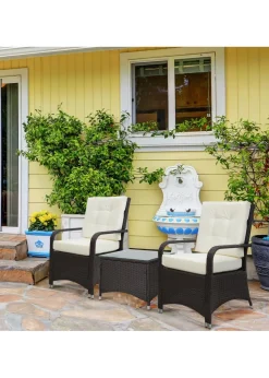 Outsunny 3 Pieces Outdoor Rattan Bistro Set PE