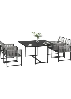 Outsunny 5 Pieces Patio Dining Set with Foldable Back