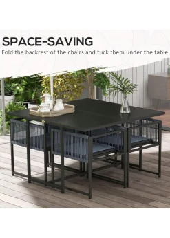 Outsunny 5 Pieces Patio Dining Set with Foldable Back
