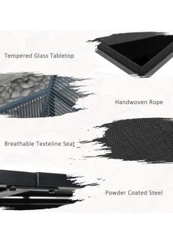 Outsunny 5 Pieces Patio Dining Set with Foldable Back