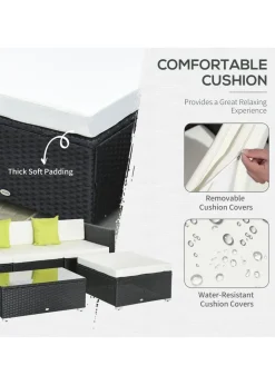 Outsunny 5 Pieces PE Rattan Garden Furniture Set with Cushions, Outdoor Corner Sofa