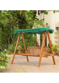 Outsunny 3 Seater Wooden Garden Canopy Swing Chair Hammock Bench