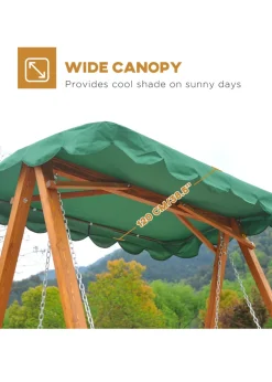 Outsunny 3 Seater Wooden Garden Canopy Swing Chair Hammock Bench
