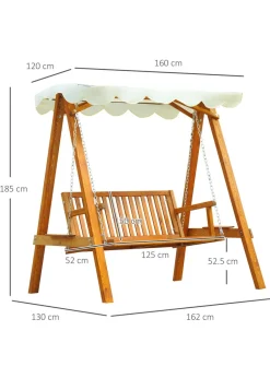 Outsunny 2 Seater Wooden Garden Canopy Swing Chair Hammock Bench