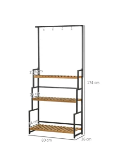 Outsunny 3 Tiered Plant Stand Rack with Hanging Hooks for Indoor Outdoor
