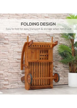 Outsunny Acacia Wood Garden Sun Lounger with Wheels (85cm x 70cm x 195cm)