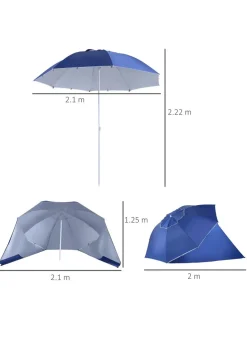 Outsunny Beach Umbrella Sun Shelter 2 in 1 Umbrella UV Protection