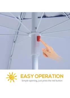 Outsunny Beach Umbrella Sun Shelter 2 in 1 Umbrella UV Protection
