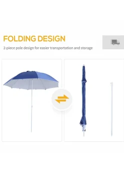 Outsunny Beach Umbrella Sun Shelter 2 in 1 Umbrella UV Protection