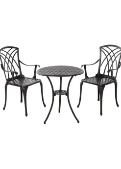 Outsunny Brown Garden Cast Aluminium Bistro Set 3 Pieces