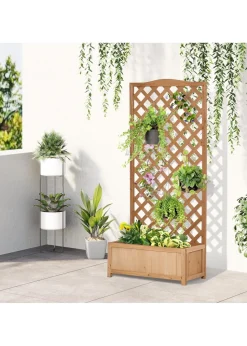 Outsunny Brown Garden Wooden Planter Box (76x36x170cm)