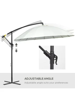 Outsunny Cantilever Shanghai Parasol with Crank Handle Cross Base OffWhite 3(m)