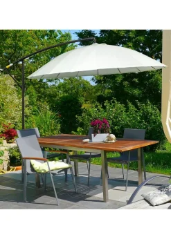 Outsunny Cantilever Shanghai Parasol with Crank Handle Cross Base OffWhite 3(m)