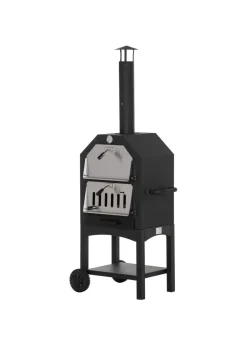 Outsunny Charcoal Tall Ovan Pizza Maker BBQ Grill Outdoor Picnic with Thermometer