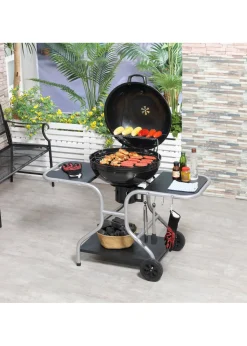 Outsunny Charcoal Trolley Barbecue Grill with Wheels (126cm x 52cm x 96cm)