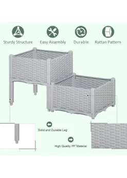 Outsunny 40cm x 40cm x 44cm Set of 2 26L Garden Raised Bed Elevated Patio Flower Plant Planter Box