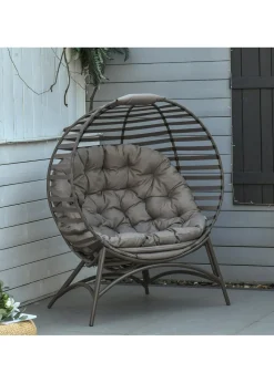 Outsunny Egg Chair with Soft Cushion - Brown