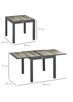 Outsunny Extendable Outdoor Dining Table Aluminium Rectangle Patio Table