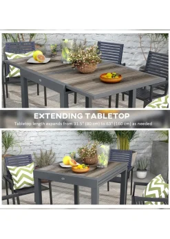 Outsunny Extendable Outdoor Dining Table Aluminium Rectangle Patio Table