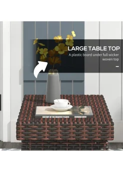 Outsunny Foldable Outdoor Coffee Table Steel Frame Rattan Side Table