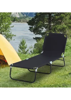Outsunny Foldable Sun Lounger with 5-Position Adjustable Backrest
