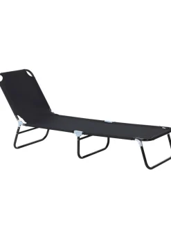 Outsunny Foldable Sun Lounger with 5-Position Adjustable Backrest