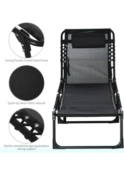 Outsunny Foldable Sun Lounger, Outdoor 4 Level Adjustable Backrest Reclining Chaise Chair