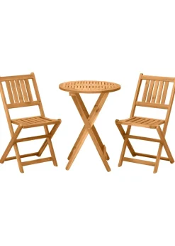 Outsunny Folding Patio Bistro 3 Dining Table with 2 Foldable Chairs Set