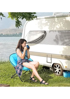 Outsunny Folding Saucer Moon Chair Oversized Padded Seat Round Oxford Grey