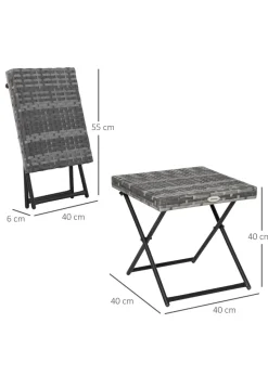Outsunny Folding Square Bistro Rattan Coffee Table (40cm x 40cm x 40cm)