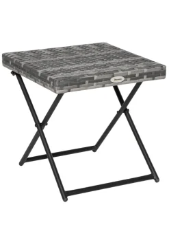 Outsunny Folding Square Bistro Rattan Coffee Table (40cm x 40cm x 40cm)