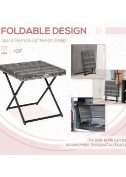 Outsunny Folding Square Bistro Rattan Coffee Table (40cm x 40cm x 40cm)