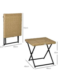 Outsunny Folding Square Rattan Coffee Table with Steel Frame Bistro Garden