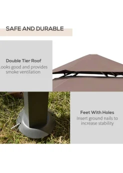 Outsunny 8ft 2 Tier BBQ Grill Gazebo (245cm x 150cm x 255cm)