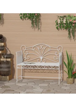 Outsunny Garden 2 Seater Metal Bench Park Seating Outdoor Furniture Chair