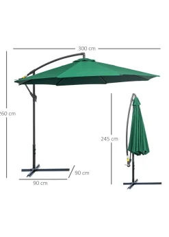 Outsunny Garden Banana Parasol Cantilever Umbrella (3m)