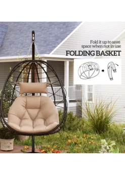 Outsunny Garden Egg Chair Outdoor Hanging Swing Chair Folding Basket
