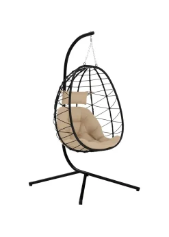 Outsunny Garden Egg Chair Outdoor Hanging Swing Chair Folding Basket