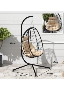 Outsunny Garden Egg Chair Outdoor Hanging Swing Chair Folding Basket