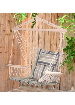 Outsunny Garden Outdoor Hanging Hammock Chair Thick Rope Multicoloured stripes