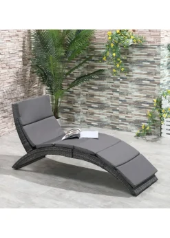 Outsunny Garden Rattan Sun Lounger (156cm x 59cm x 78cm)