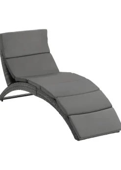 Outsunny Garden Rattan Sun Lounger (156cm x 59cm x 78cm)