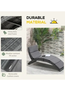 Outsunny Garden Rattan Sun Lounger (156cm x 59cm x 78cm)